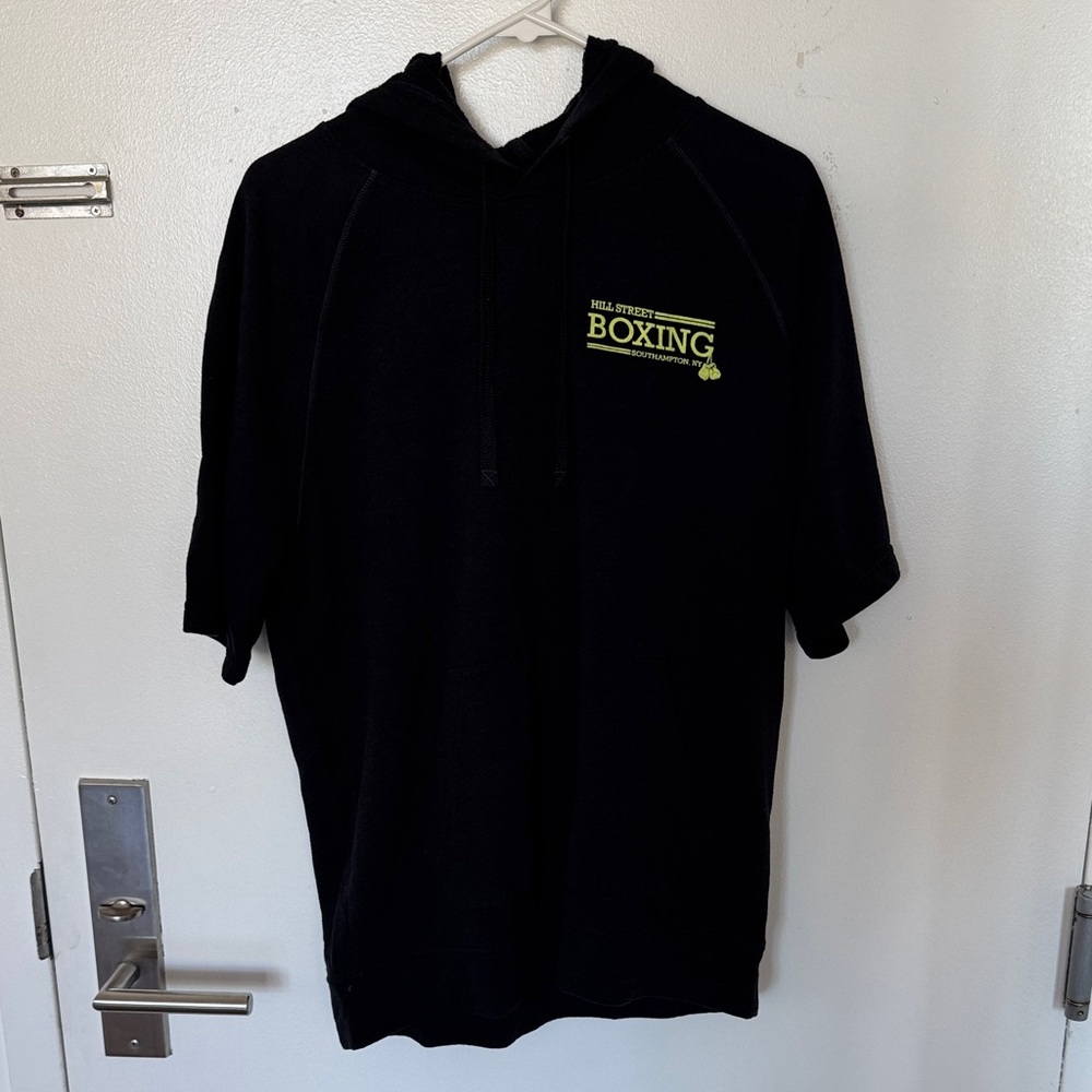 Black Boxing Hoodie with Yellow Print